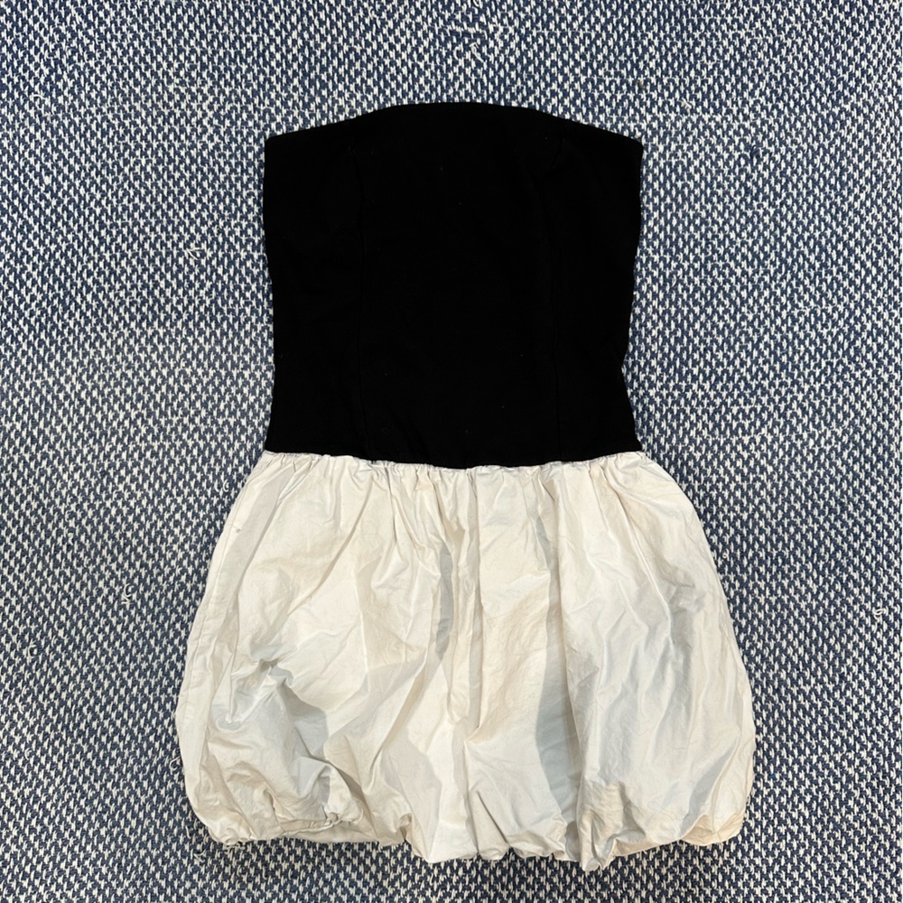 Fashion Nova Strapless Black and Cream Bubble Dress